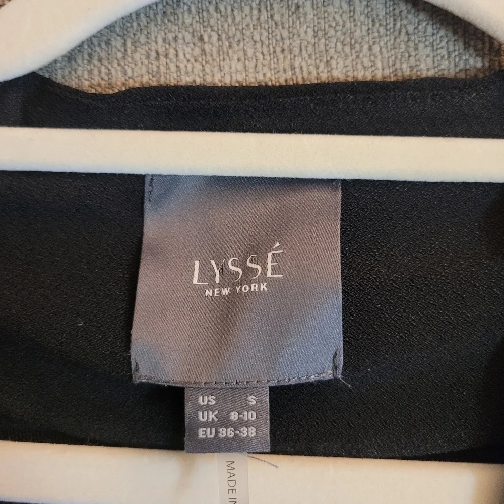 Lysse New York Classic Black Open Front Casual Jacket Size Small Sleeve Detail